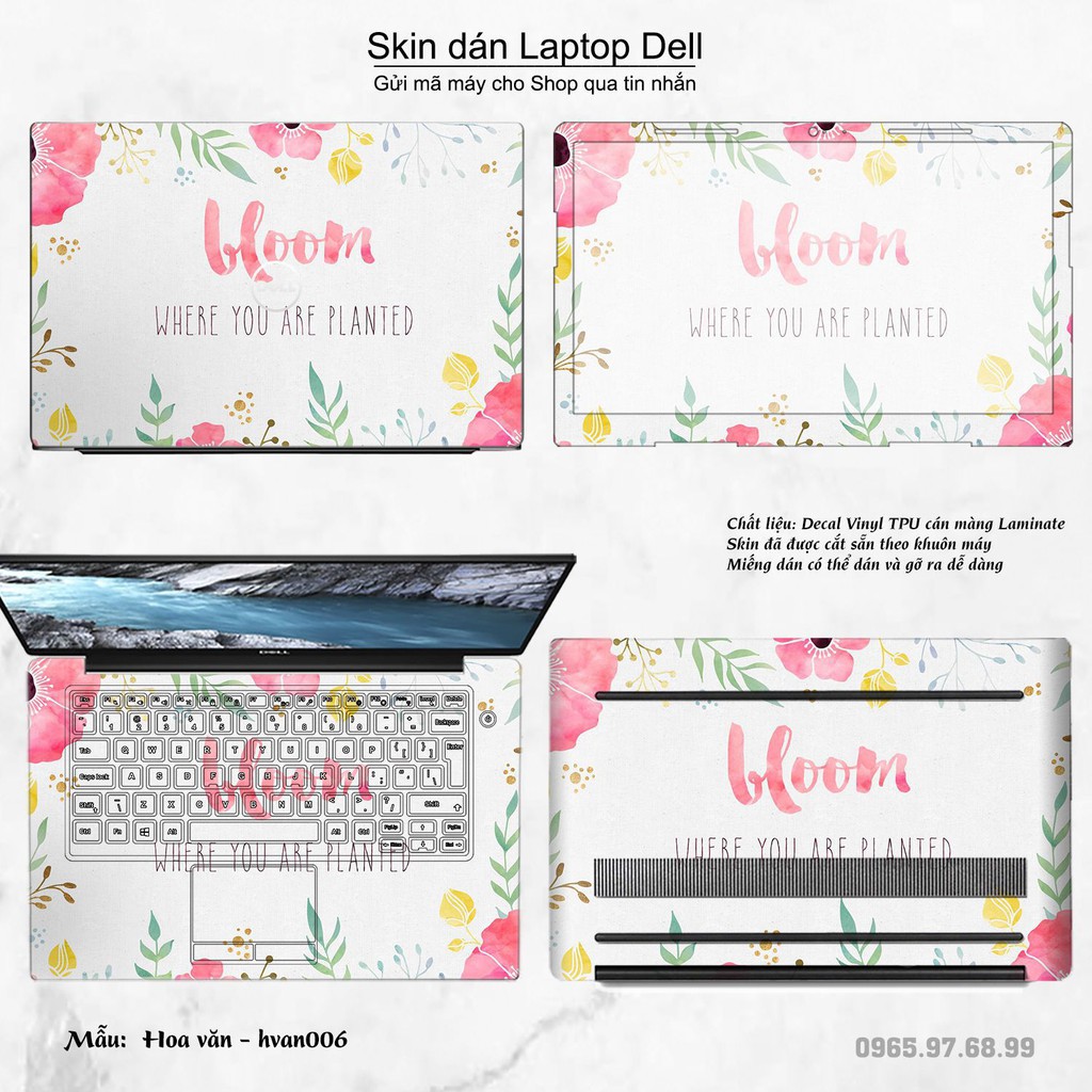 Skin dán Laptop Dell in hình Hoa văn (inbox mã máy cho Shop)