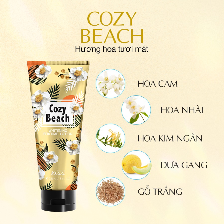 [Mã INCU50 giảm 50k đơn 250k] Sữa Dưỡng Trắng Da Toàn Thân Hương Nước Hoa Malissa Kiss - Hương Cozy Beach 226g