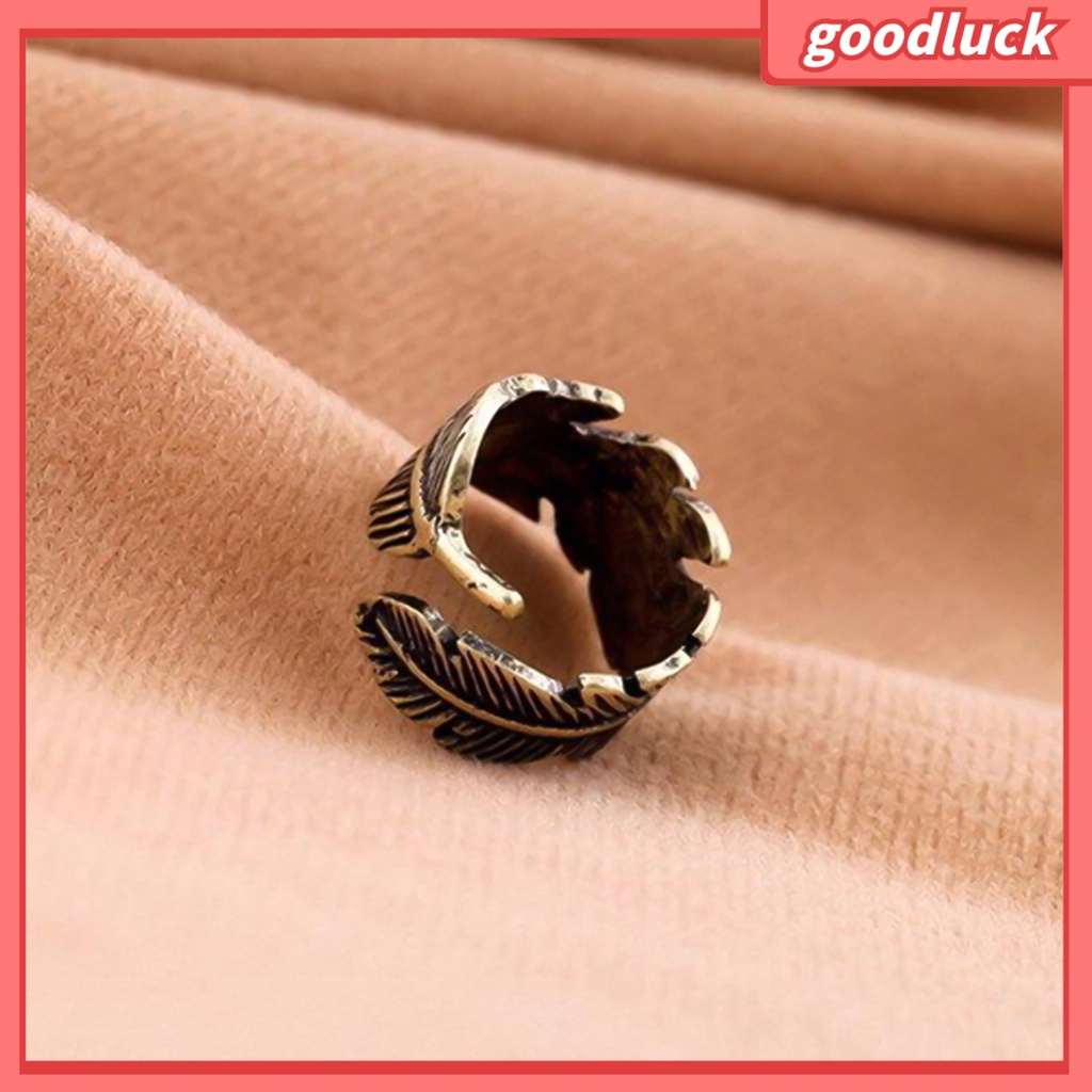 Nhẫn hở hình chiếc lá bằng đồng có thể điều chỉnh phong cách cổ điển cho nam và nữ