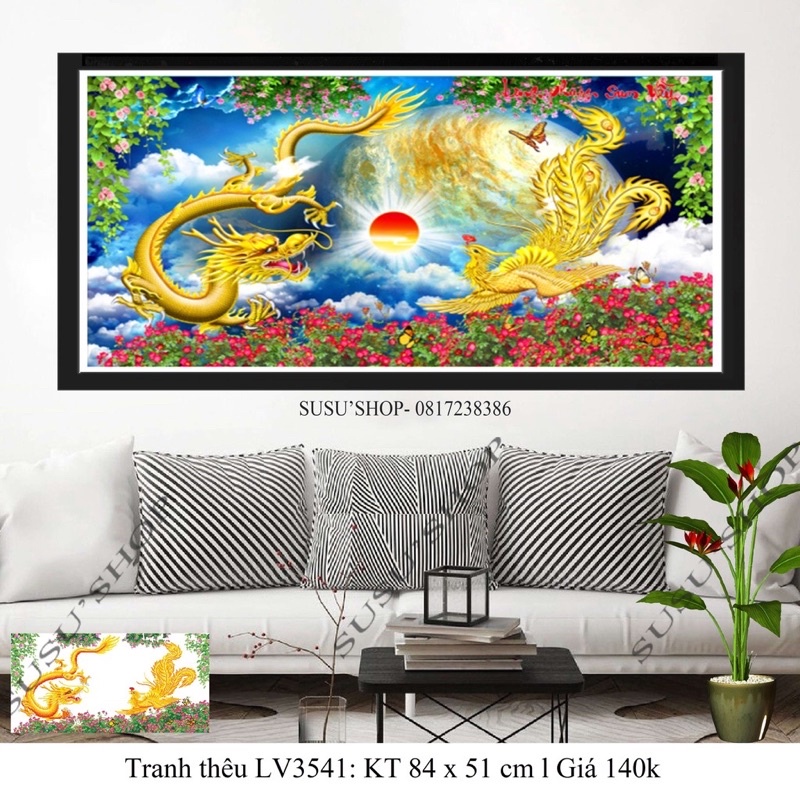 Tranh Đính Đá/Tranh Thêu Long Phụng Sum Vầy Y8254(110*60),Lv3541(84*51)