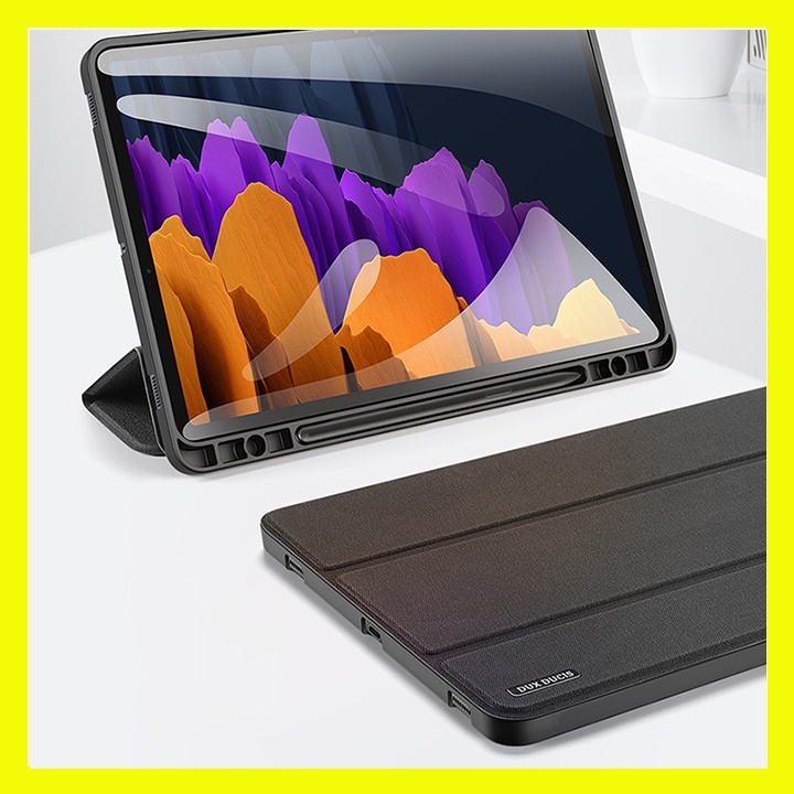 Bao Da Chính Hãng Dux Ducis Cho Samsung Galaxy Tab S8 Ultra Có Khay Đựng Bút, Lưng Thiết Kế Tổ Ong Chống Nóng Máy