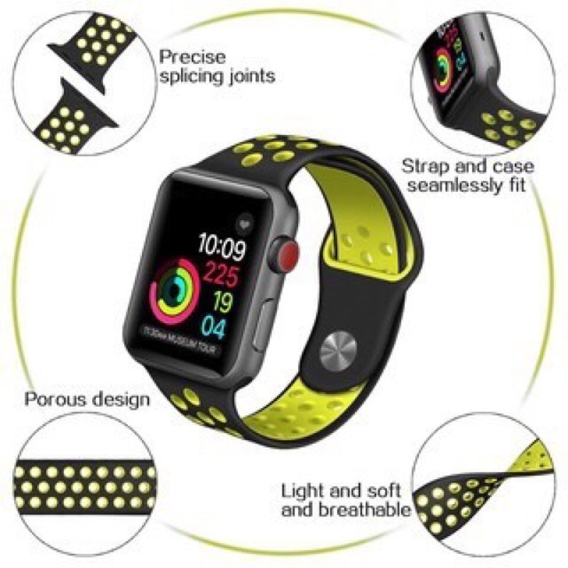 NIKE Dây Đeo Thể Thao Silicone Thoáng Khí Cho Đồng Hồ Thông Minh Apple Watch Series 6 / Se / 5 / 4 / 3 / 2 / 1 38mm 40mm 42mm 44mm