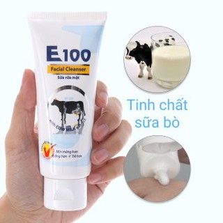 E100 Bò 50ml - 80ml -Sữa rửa mặt trắng da