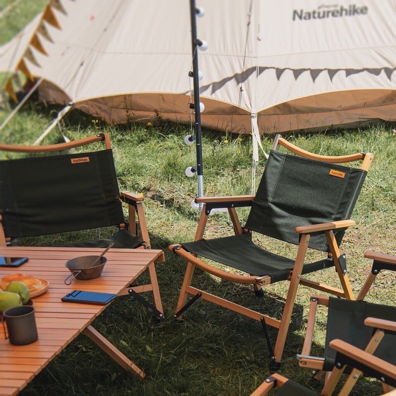 Ghế cắm trại naturehike campoutvn dã ngoại du lịch ghế gấp xếp gỗ sồi A044