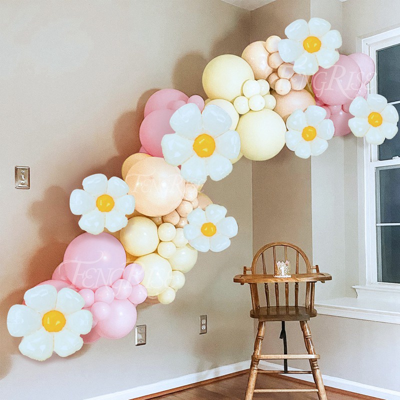 Set 147 Phụ Kiện Bong Bóng Hình Hoa Cúc Màu Kẹo Ngọt Trang Trí Tiệc