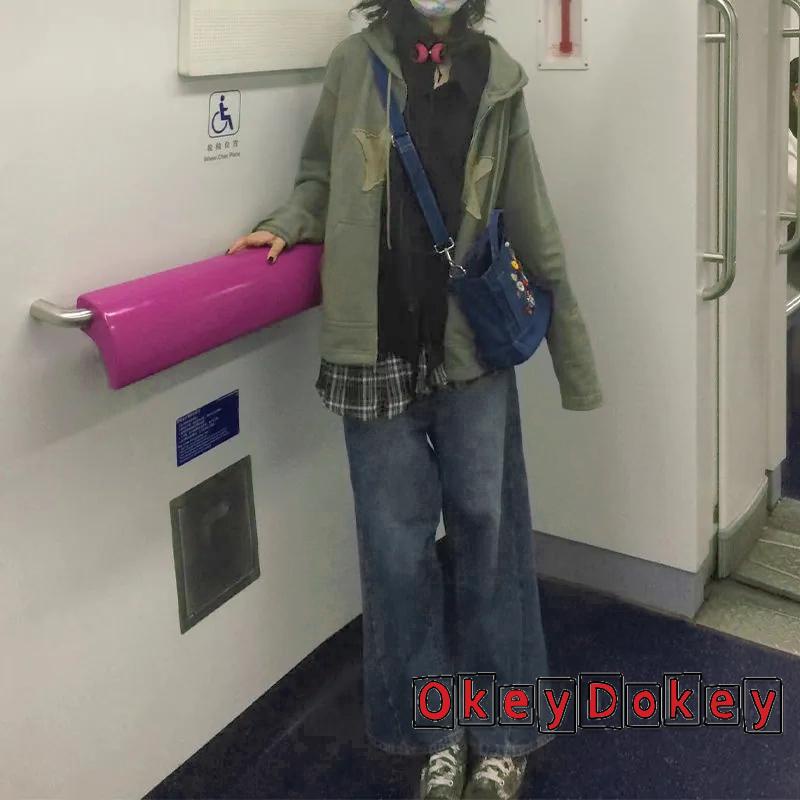 Odokey-áo Khoác Có Mũ Dáng Rộng Khóa Kéo In Hình Ngôi Sao Mịn Màng Mùa Xuân Cho Nữ