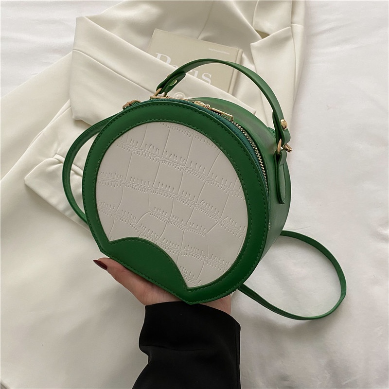 Túi đeo chéo IELGY hình tròn khóa kéo tùy chọn màu sắc đơn giản cho nữ