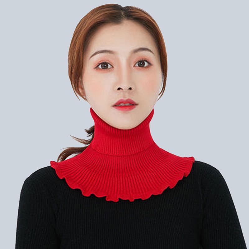Cổ Áo Giả Khăn Choàng Dệt Kim Co Giãn Chống Gió Có Thể Tháo Rời Thời Trang Mùa Đông Ấm Áp Cho Nữ