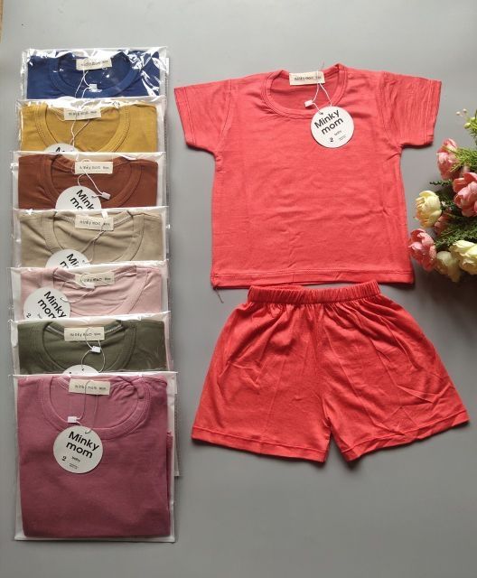 Bộ quần áo cộc tay cotton chất mát/nhiều màu cho bé