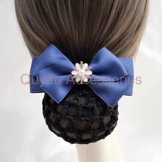 Kẹp búi nơ lụa đính đá