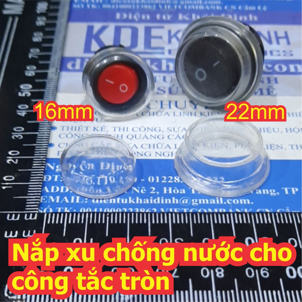 NẮP XU TRÒN CHỐNG BỤI, MƯA CHO CÔNG TẮC TRÒN LỖ phi 16mm / 22MM (gói 20 cái) kde3809