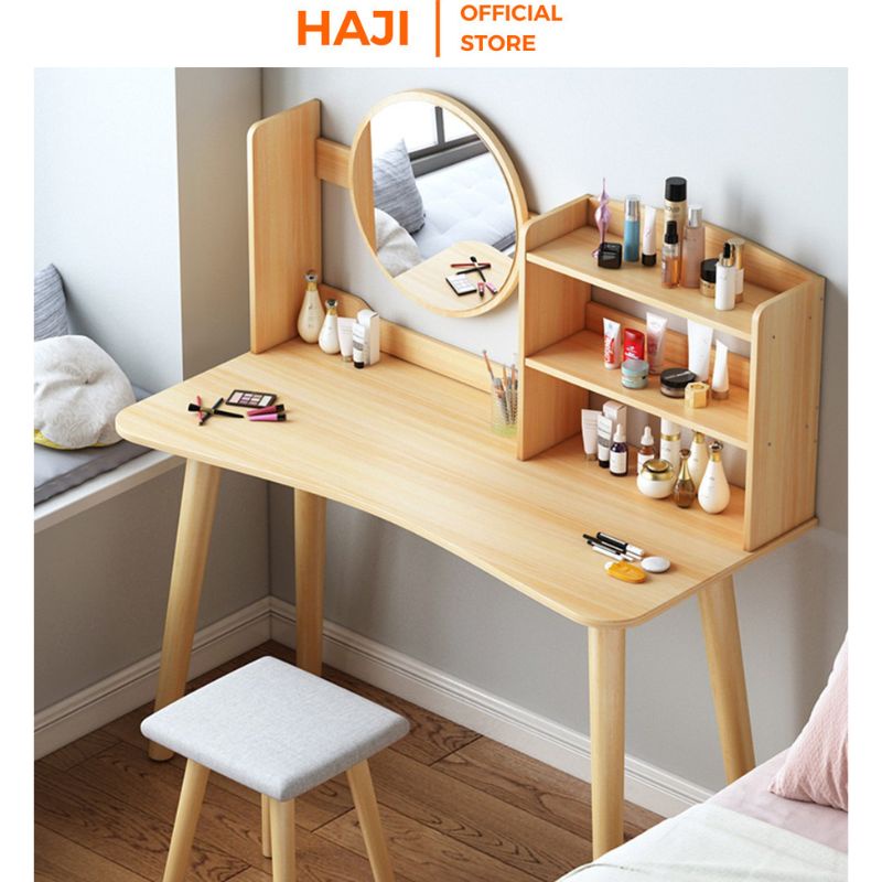 Bàn phấn chân cao giúp lưu trữ mỹ phẩm kèm gương tròn thương hiệu HAJI A84