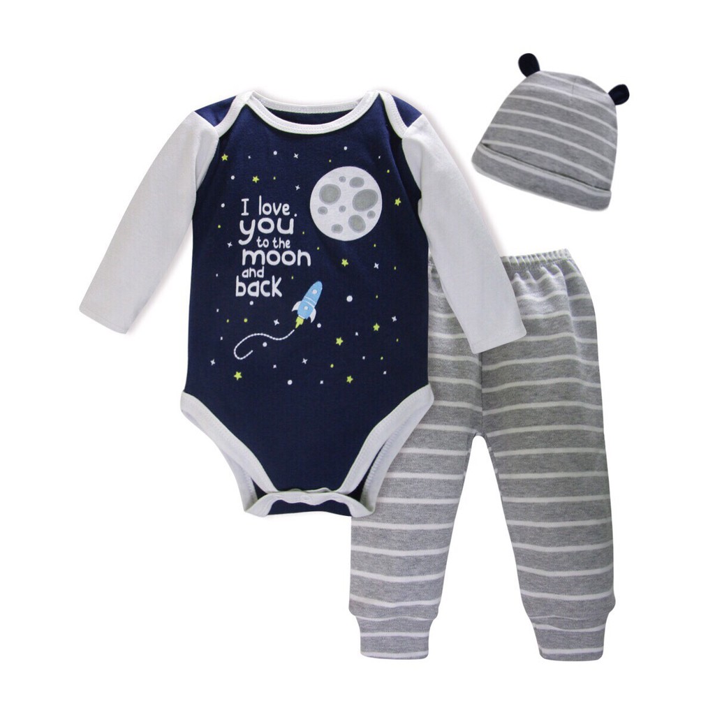 Set body xuất dư 3 chi tiết cho bé trai và bé gái , body suit dài tay, body baby gear