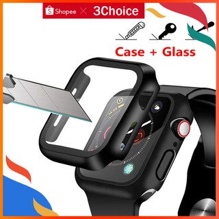 Ốp nhám khung cứng có mặt kính bảo vệ cho màn hình đồng hồ Apple Watch Series 6 SE 5 4 3 2 1 38mm 42mm 40mm 44mm