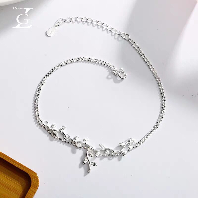 Lắc chân lá phong dây đôi chất liệu bạc ta, lắc chân bạc trẻ trung cá tính | BigBuy360 - bigbuy360.vn