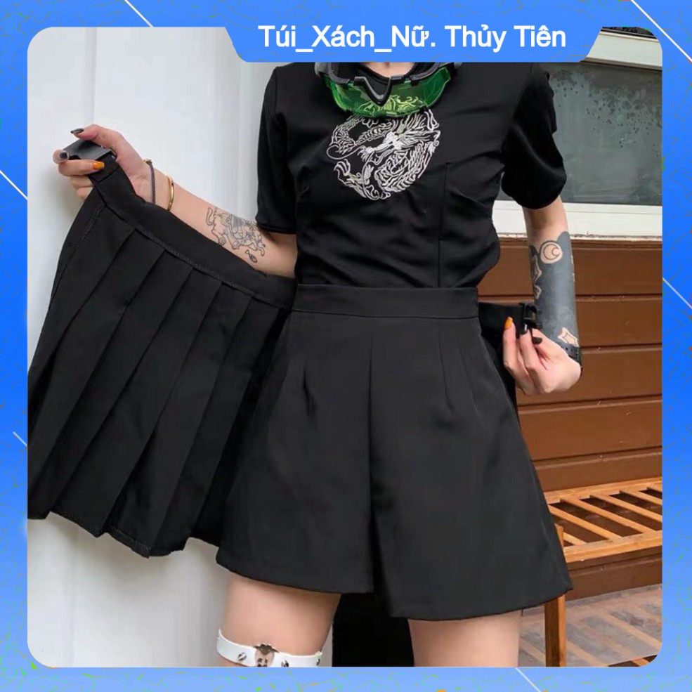 (Giá Gốc) SET 2IN1 : QUẦN SHORT THÔ MIX CHÂN VÁY XẾP LY TÚI HỘP TẶNG KÈM ĐAI - DÂY XÍCH HOT -👗TTshop👑