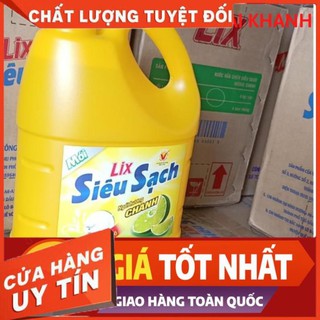 Nước rửa chén Lix siêu sạch hương chanh 4Kg - Sạch bóng vết dầu mỡ - NS004