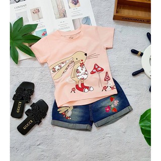 [SIZE ĐẠI] SÉT ÁO THUN CON THỎ PHỐI QUẦN SHORT JEAN