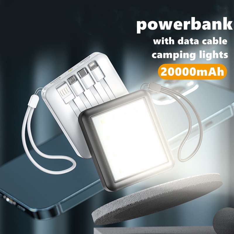 Sạc dự phòng ym484 20000mah 3 đầu ra micro usb tích hợp cáp sạc thích hợp cho Iphone