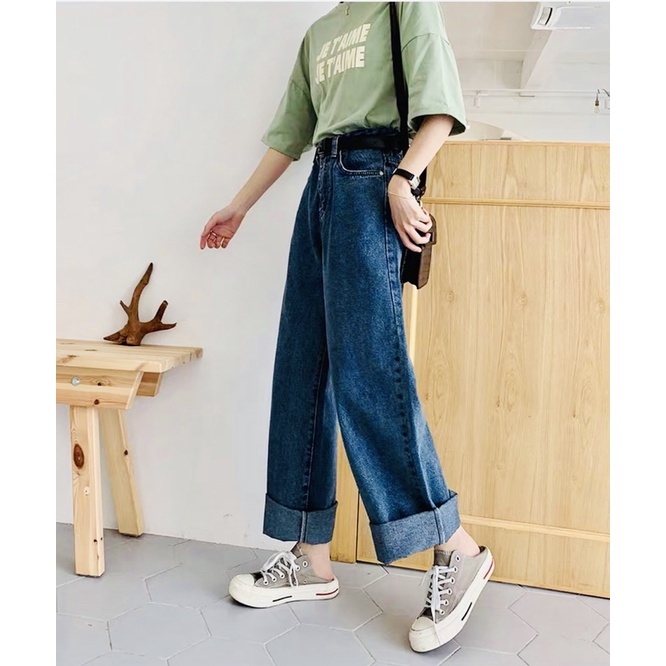 QUẦN JEANS ỐNG RỘNG 2 MÀU