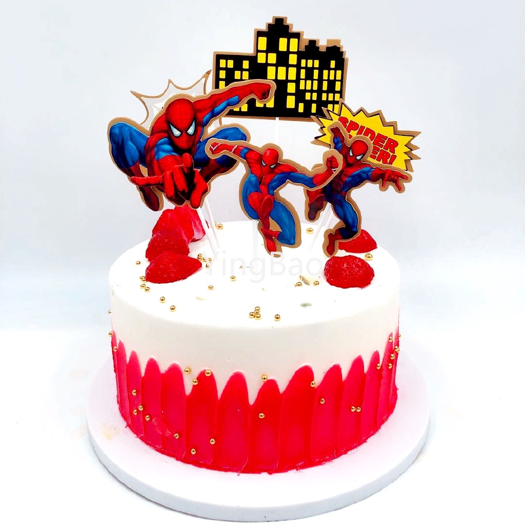 Que Cắm Trang Trí Bánh Sinh Nhật Chủ Đề Siêu Anh Hùng Người Nhện Batman Captain America Dành Cho Trẻ Em