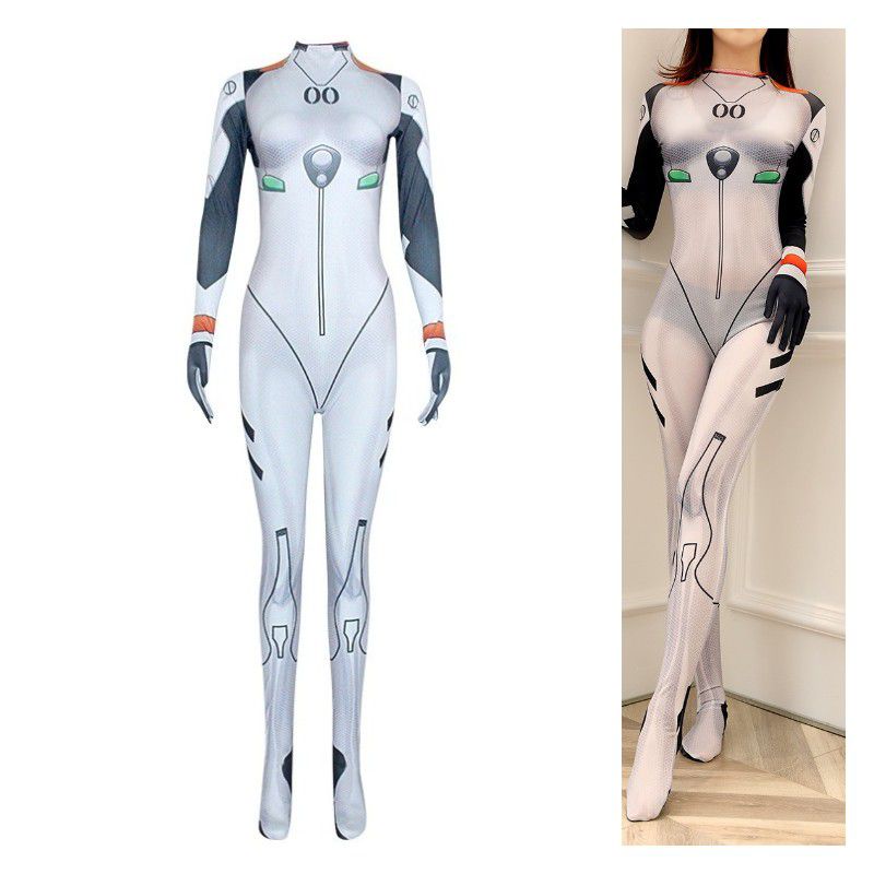 Jumpsuit bó sát quyến rũ dùng hóa trang nhân vật Ayanami Rei trong Neon Genesis Evangelion cho tiệc Halloween