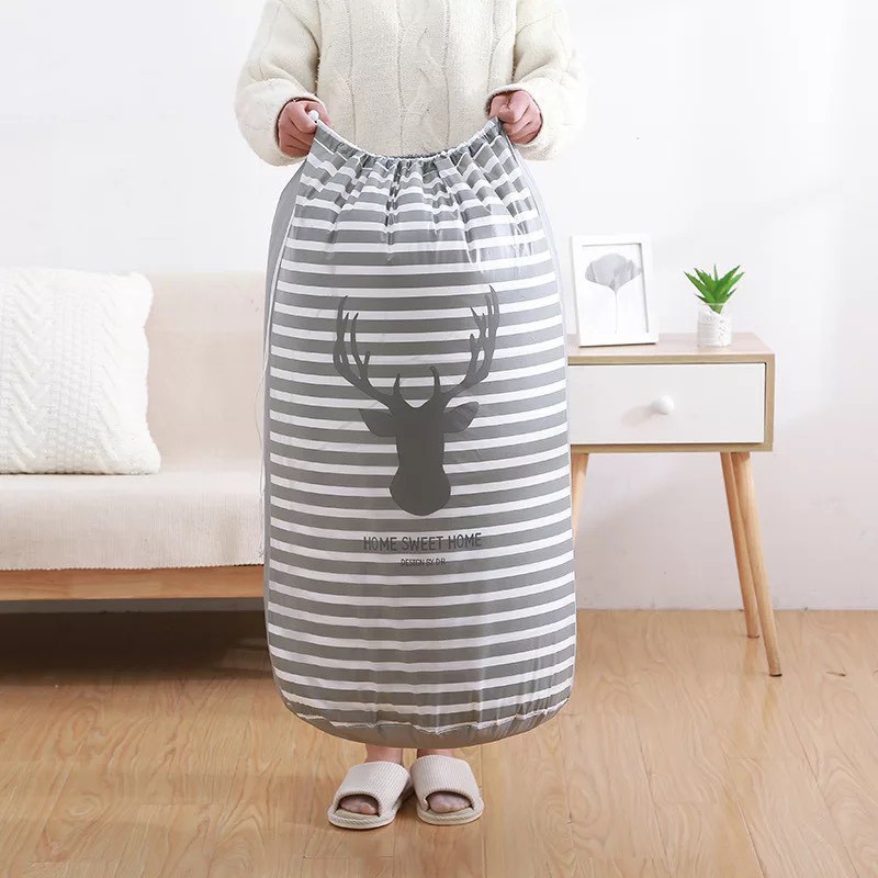 Túi Đựng Chăn Màn Quần Áo Chống Ẩm Cao Cấp Nhật Cỡ Lớn, Túi Đựng Chăn Màn, Quần Áo Rút Dây Hình Trụ 2466 Lamon Store