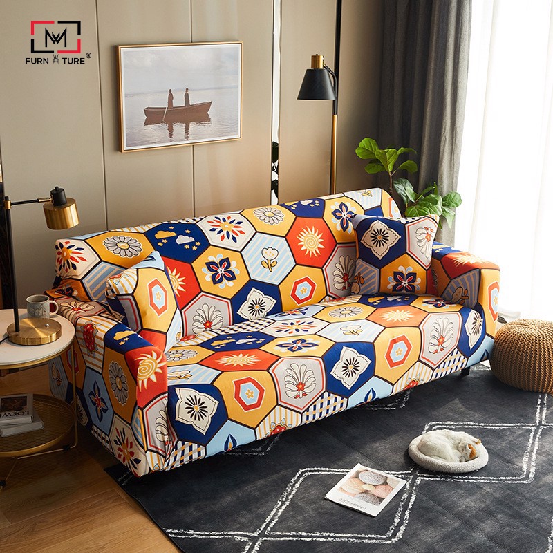 Áo bọc ghế sofa dệt kim họa tiết thổ cẩm thương hiệu MW FURNITURE