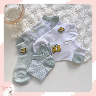 Set vớ Cotton nữ cổ ngắn Hàn Quốc Kitkat socks SET3