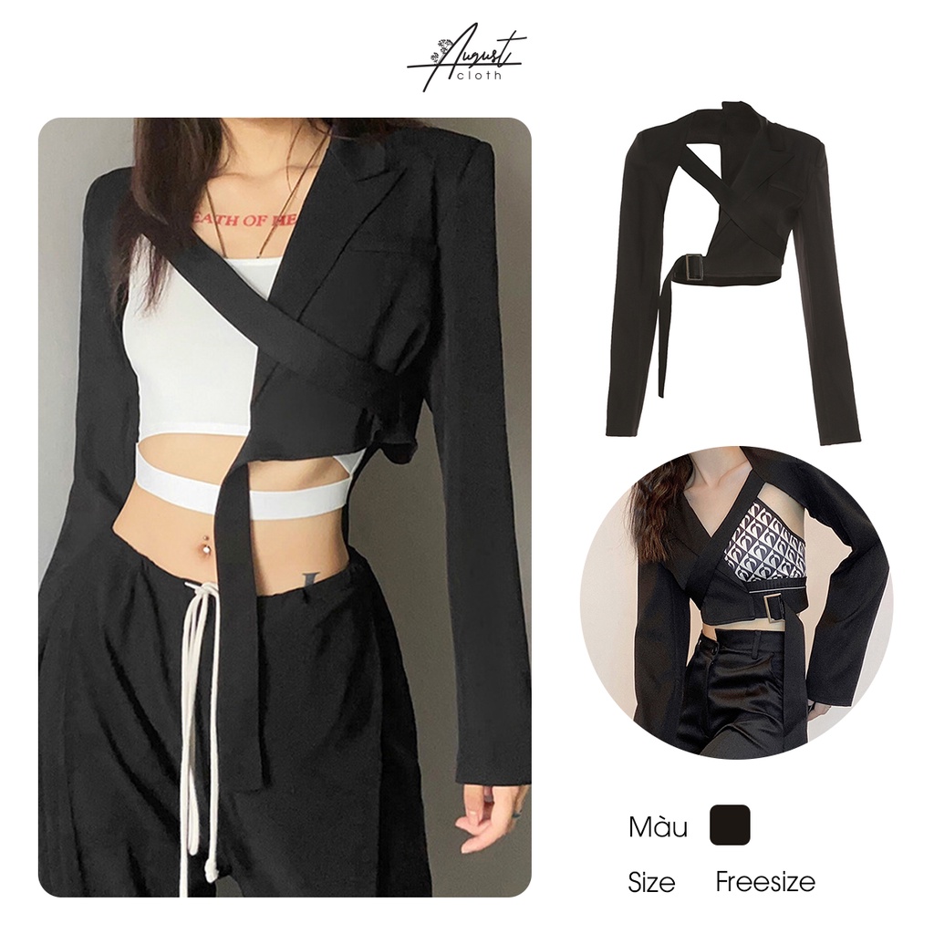 [Augustcloth] Áo khoác tay dài hở 1 bên phong cách Hàn Quốc