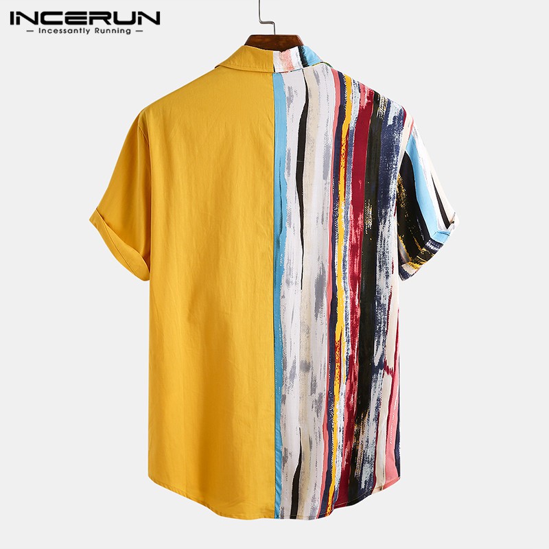 Áo Sơ Mi INCERUN Bằng Cotton Ngắn Tay Kẻ Sọc Thời Trang Cho Nam | BigBuy360 - bigbuy360.vn