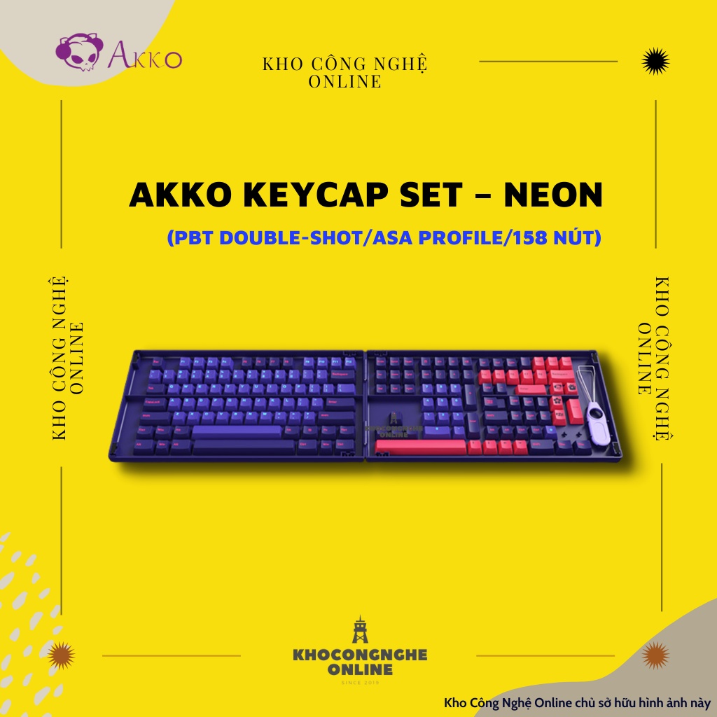 [Mã 33ELSALE hoàn 7% đơn 300K] AKKO Keycap set – NEON (PBT Double-Shot/ASA profile/158 nút)