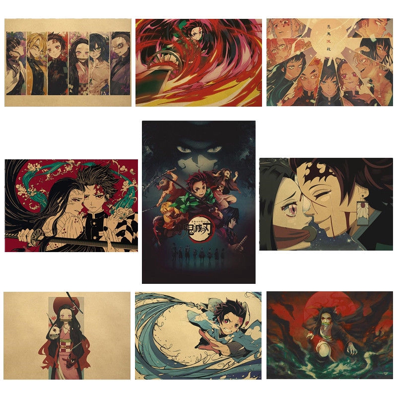Poster Phim Hoạt Hình Demon Slayer Kimetsu no Yaiba Dán Tường Trang Trí