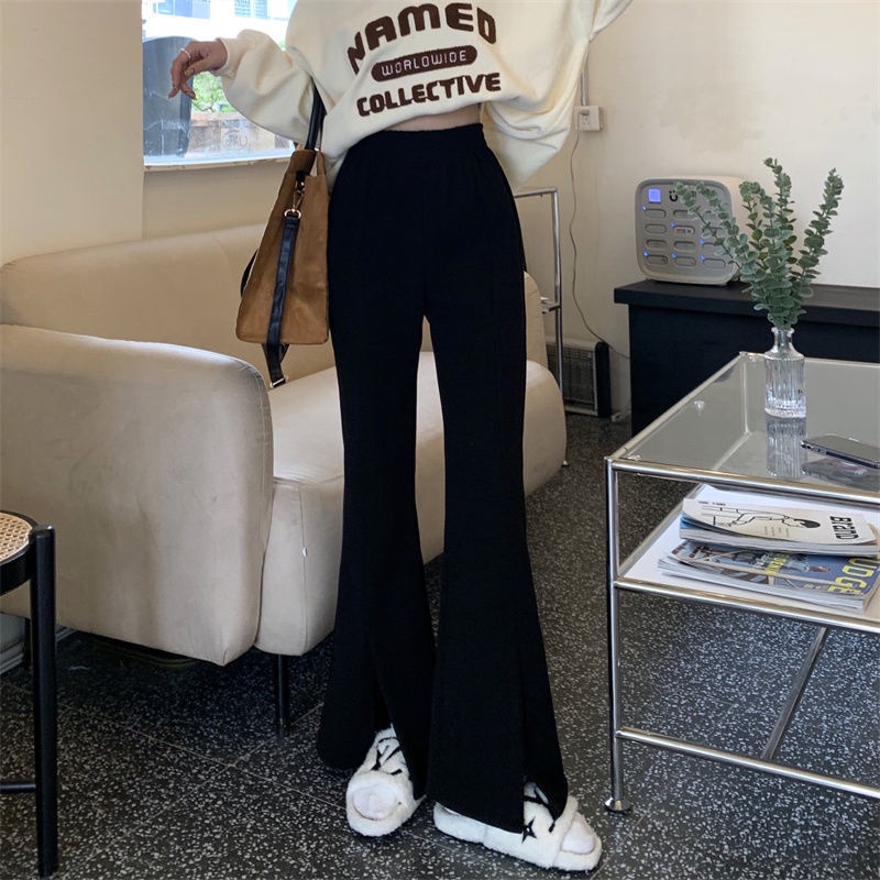 Quần lưng cao xẻ tà thời trang thu đông 2021 dành cho nữ