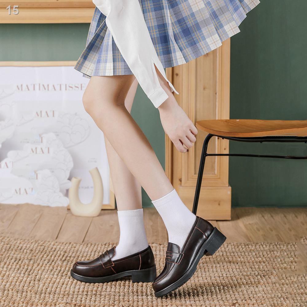 Giày jk kiểu Nhật 21 loafer Hepburn phong cách đại học mới da nhỏ mùa xuân thu đồng phục mẫu cơ bản nữ cao gót vừa