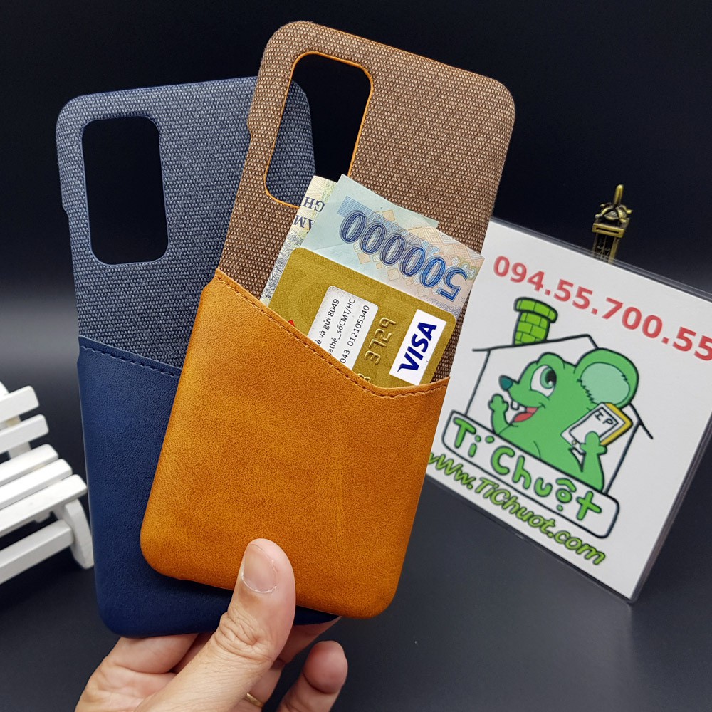 [Ảnh Thật] Ốp Lưng Xiaomi Mi 10T/ 10T PRO 5G Vải Fabric Phối Da Nhét Tiền Thẻ ATM