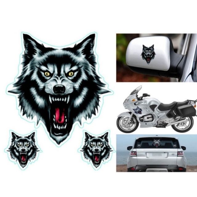Tem dán trang trí ô tô, xe máy hình đầu sói