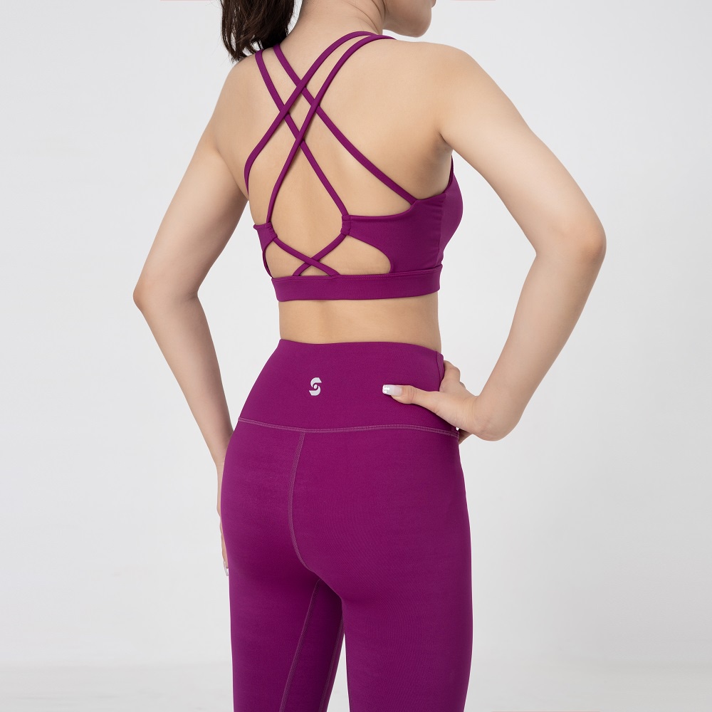 Bộ quần áo tập yoga gym aerobic nữ BAS bra 3 lớp chắc chắn phối legging cạp cao - S210513