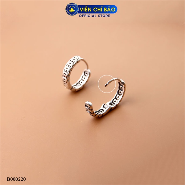 Bông tai bạc nữ kim tiền tròn chất liệu Bạc S925 thời trang phụ kiện trang sức nữ thương hiệu Viễn Chí Bảo B000220