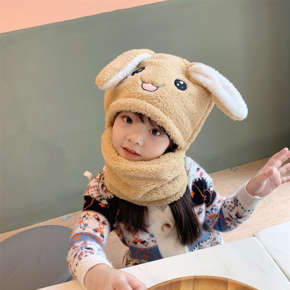 MIHAN1 Set Mũ Len Kèm Khăn Choàng Cổ Họa Tiết Hoạt Hình Dễ Thương Ấm Áp