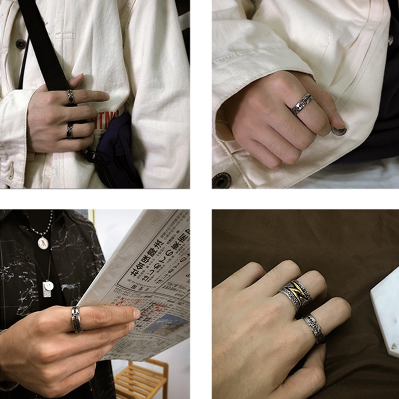 Nhẫn Thời Trang Hip hop Hình Lưỡi Dao Màu Tối Phong Cách Hip-hop Cá Tính Cho Nam Và Nữ