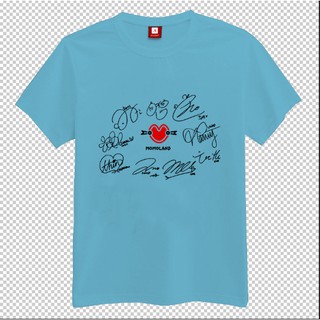 Áo thun Kpop Logo Momoland Có chữ ký các thành viên (Xanh thiên thanh)