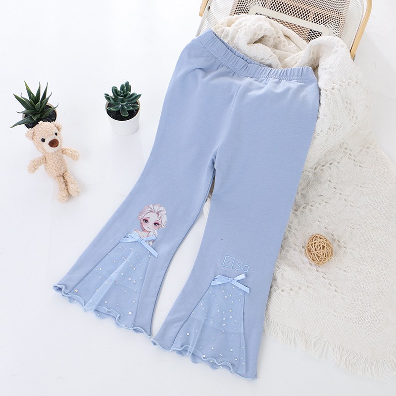 Quần leggings Elsa ống loe, ống vảy thời trang cho bé gái chất liệu Zip Hàn cực xinh size đại 8-35kg