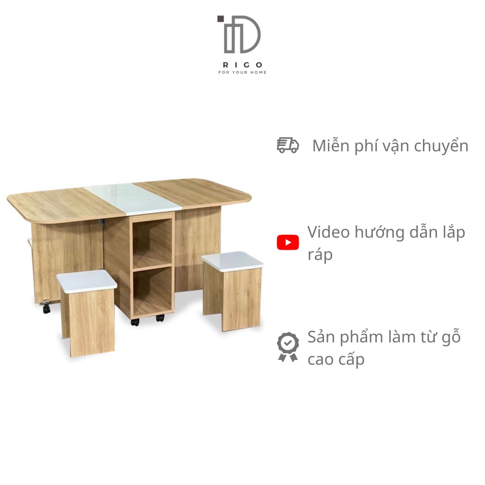 🚛 HỎA TỐC 🆓 Bộ Bàn Ăn Thông Minh - Bộ Bàn ăn gấp gọn gỗ MDF nhập khẩu