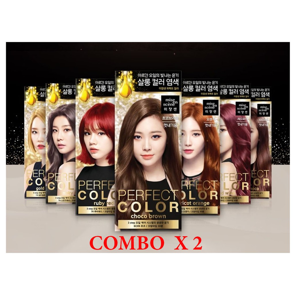 Combo 2 Hộp Thuốc Nhuộm Gội Nhuộm Mise En Scene Perfect Color Hair Dye