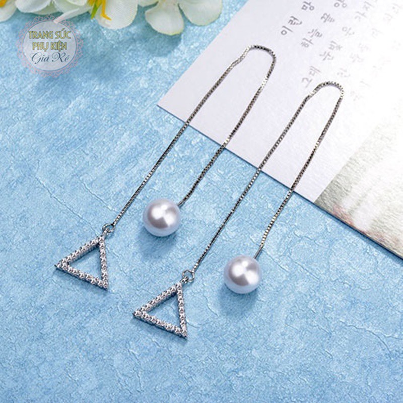 Hoa tai nữ phong cách Hàn thời trang dự tiệc HT172 bạc ý S925