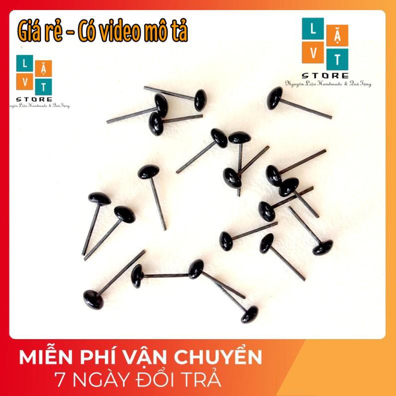 [Mắt nhựa - Mắt Thú] Mắt Thủy Tinh Đen Tuyền có chân thép vững chắc - đồ handmade, thủ công, diys, phụ kiện làm len chọc