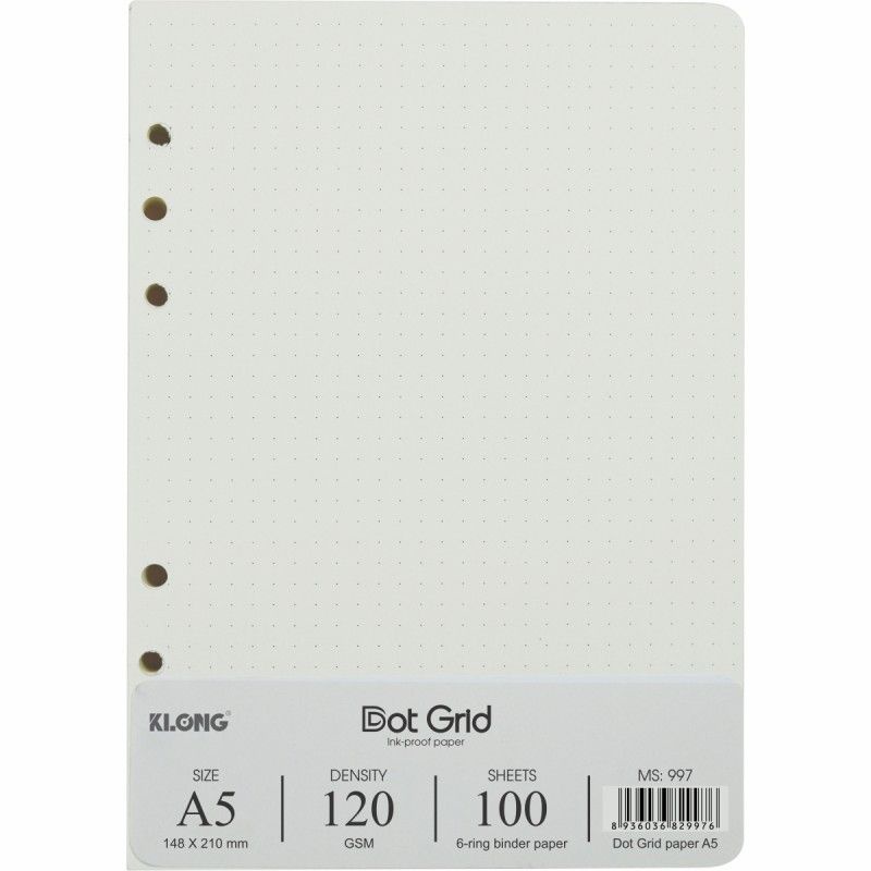 Sổ / Ruột sổ Binder File Dot Grid nhựa kẹp A5 - 100 tờ 995 / 997
