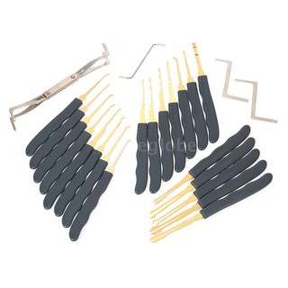 O&G 24pcs Professional Unlocking Lock Picking Tools Set Practice Lockset Kit with Leather Case for Locksmith Beginners