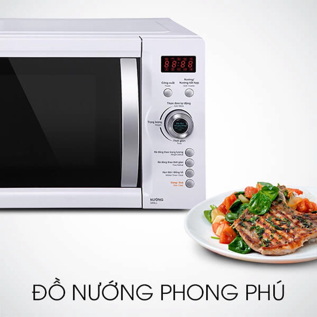 -  Lò Vi Sóng Có Nướng Điện Tử Sharp R-G371VN-W - 23 Lít - Hàng chính hãng